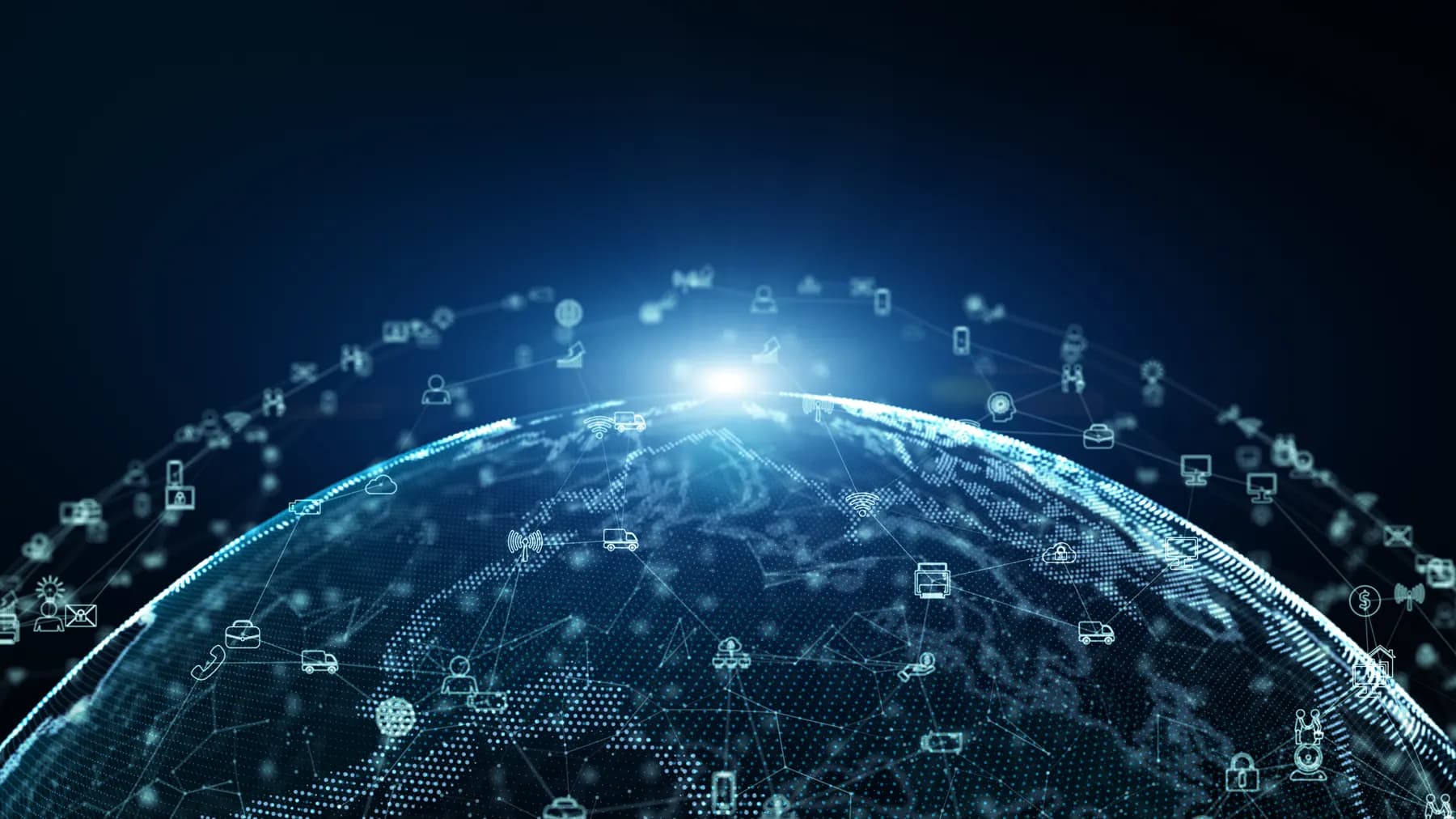 Réseau numérique mondial illustrant les expertises digitales
